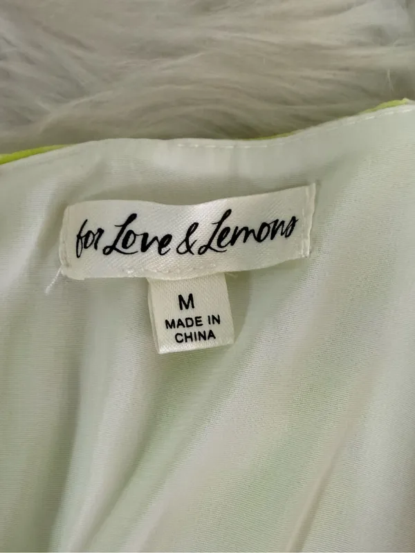 For Love & Lemons August Mini Dress Medium Lime Green White Gingham - Image 7