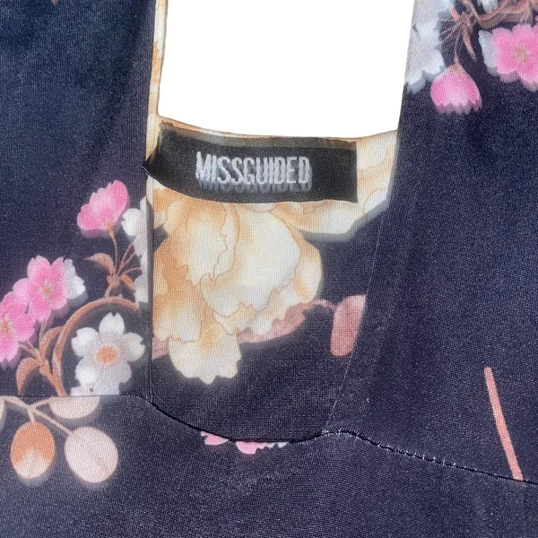 Missguided Navy Blue Floral Sleeveless Halter Midi Dress Women's Size US 8 - Image 3