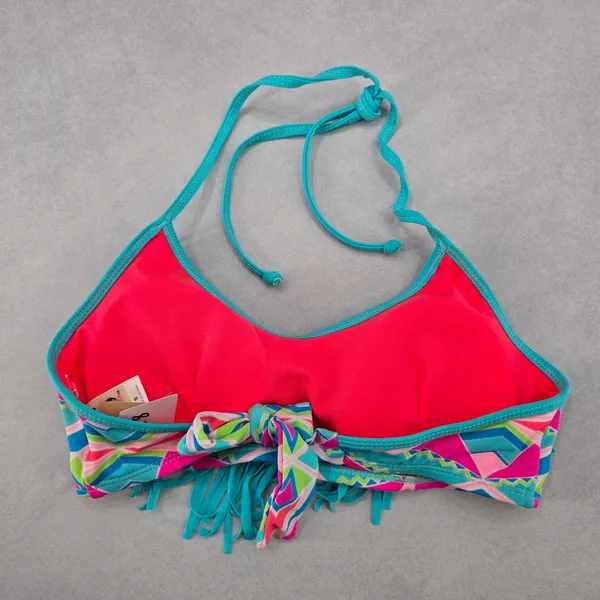 Urban Sea Blue Fringe Padded Halter Tie Boho Bikini Bralette Swim Top‎ S Small - Image 2
