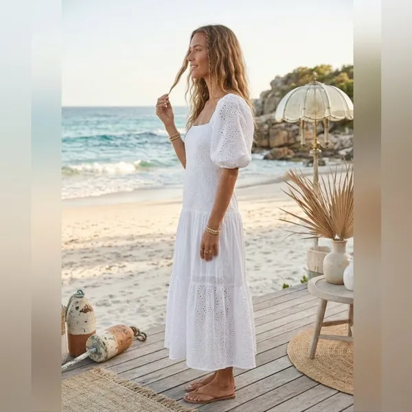 Kings Road Eyelet Maxi Dress Coastal - Image 2
