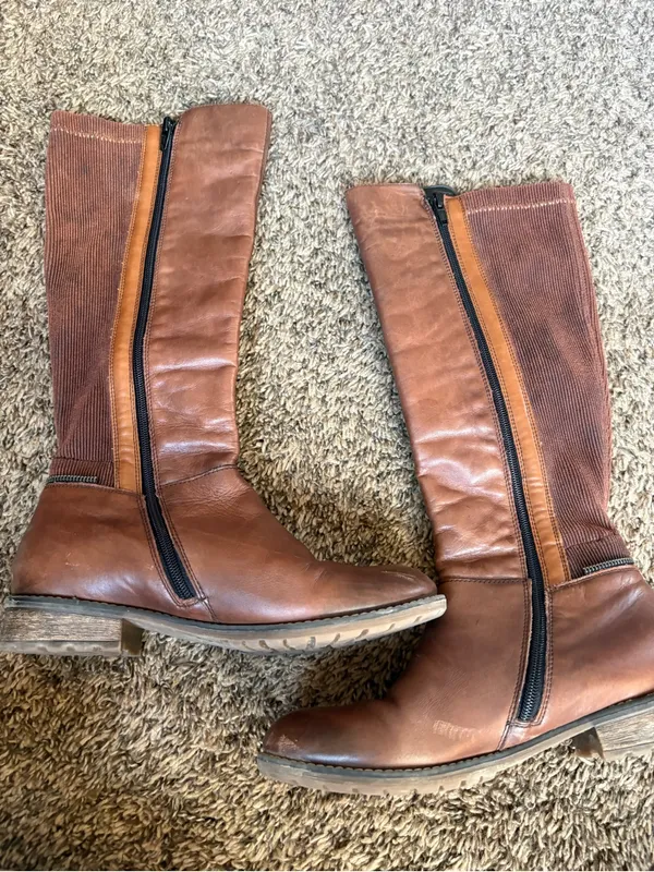 Remonte Brown Leather Tall Zip Riding Boots - Image 2