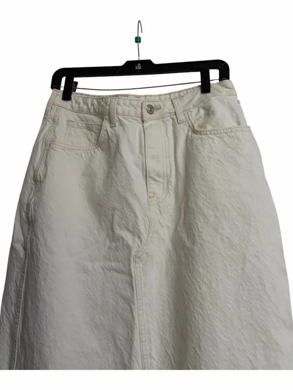 Mango front split denim maxi skirt in beige - Image 5