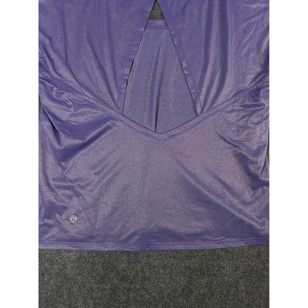 Lululemon Purple Heathered Open Back Yoga Training Top Short Sleeve Womens - Image 9