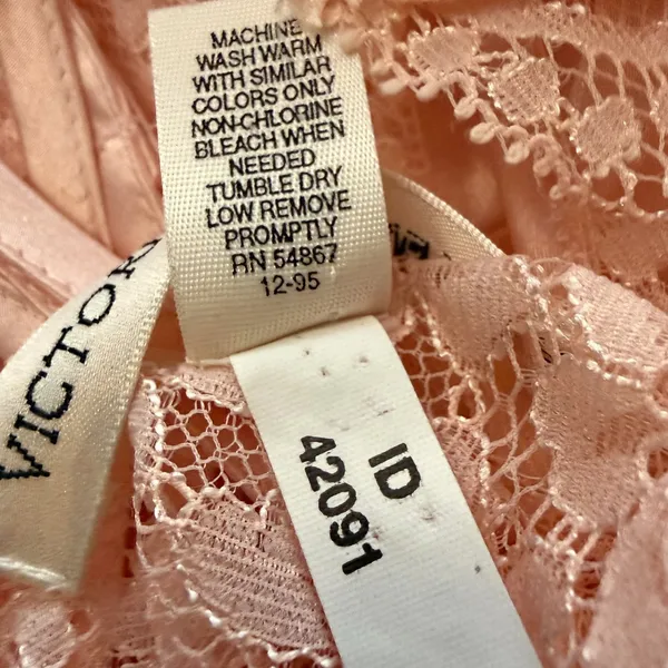 Victoria's Secret Vintage 1995 Pink Satin Lace Lingerie Pajama Nighty Small - Image 4