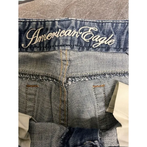 American Eagle Women Blue‎ Medium Wash Low Rise Wide Leg Flare Jeans Size 4? - Image 10