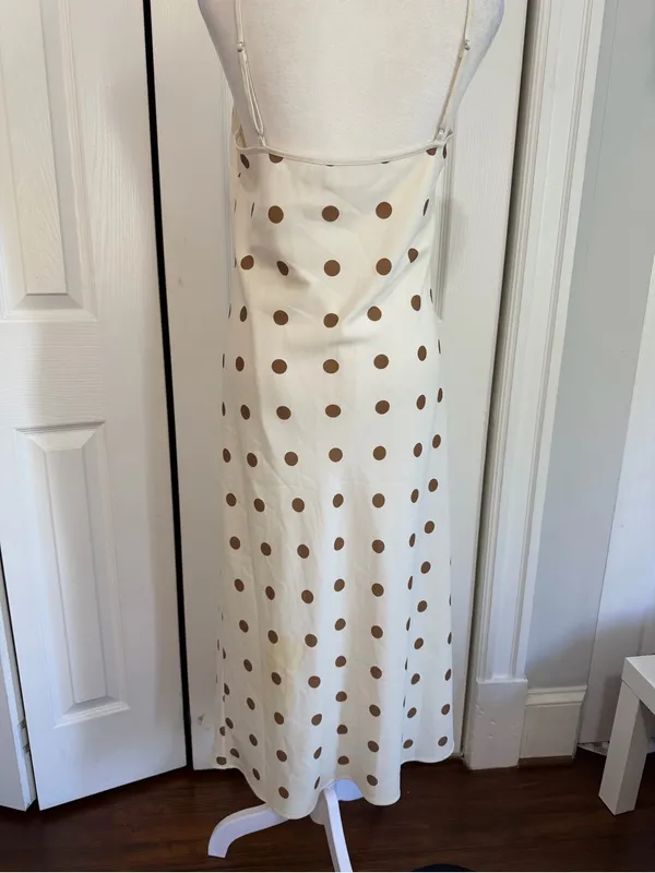Jenni Kayne Slip Dress Caramel Dot Midi Size Small - Image 4