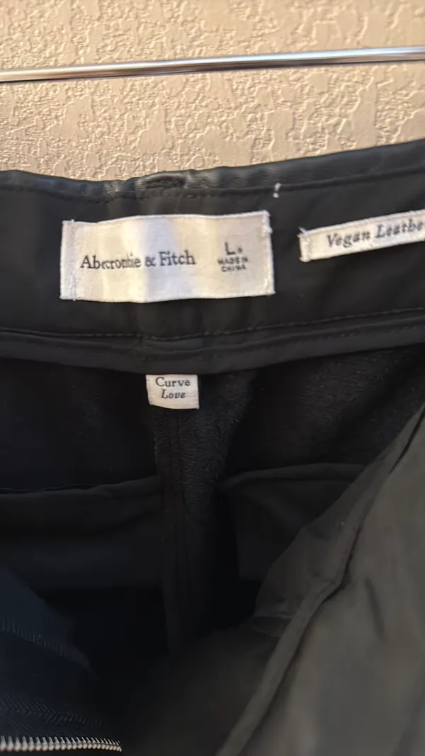 Abercrombie Black Vegan Leather Curve Love Trousers - Image 2