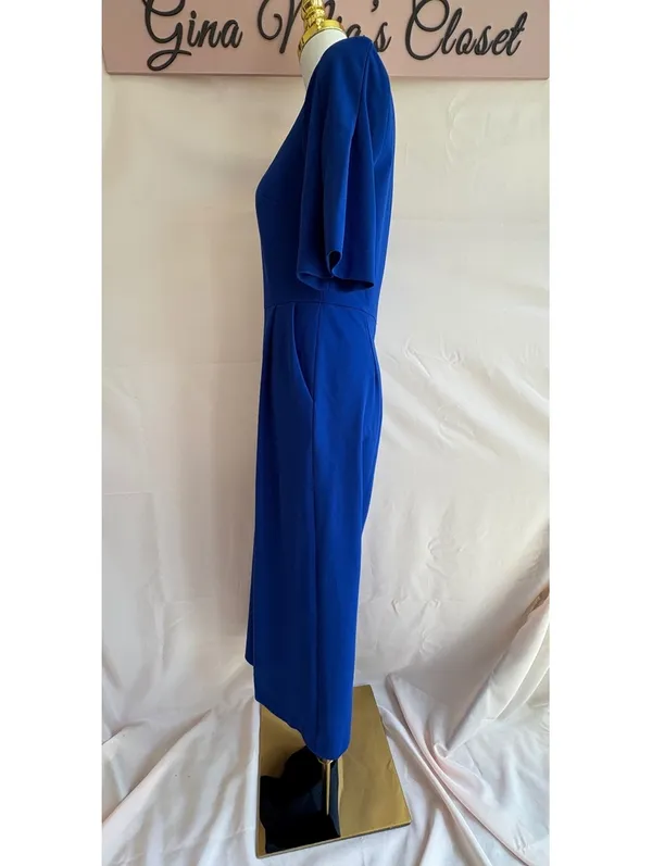 Calvin Klein Women's Size 8 Royal Blue Jumpsuit with Elbow-Length Sleeves - Image 3
