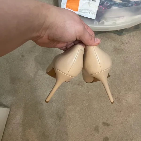 Beige Leather Pointy Heels - Image 6