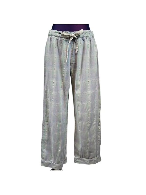 Victoria's Secret Aqua & Purple Pastel Plaid Flannel Pajama Set Women's Small‎ - Image 5