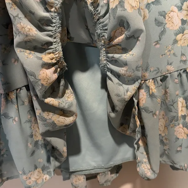 Ardene NWT Floral Ruffle Smocked On Off Shoulder Tiered Dress Size L Whimsical - Image 8
