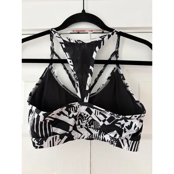 Gymshark Multi Strap Racerback‎ Sports Bra Black White Geometric Print - Image 3