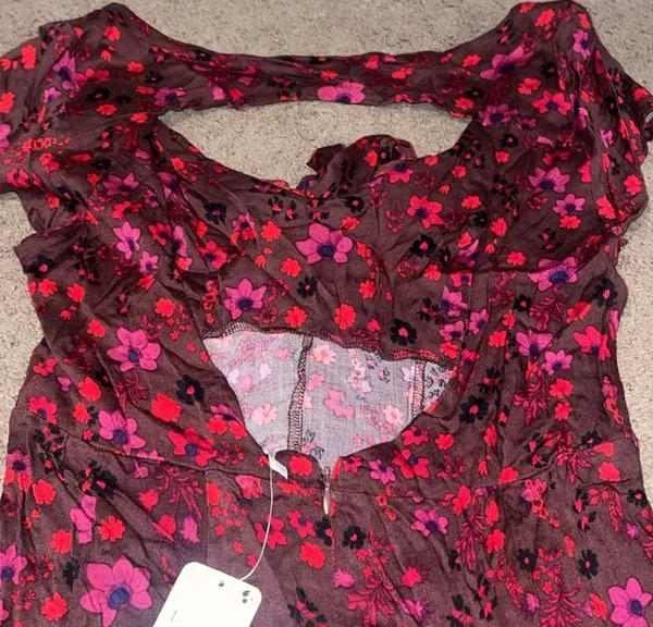NWT free people red floral mini dress - Image 4