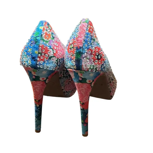 Gianni Bini Shoes Womens Size‎ 6.5 Floral Rhinestone Pumps Stiletto Heels - Image 9