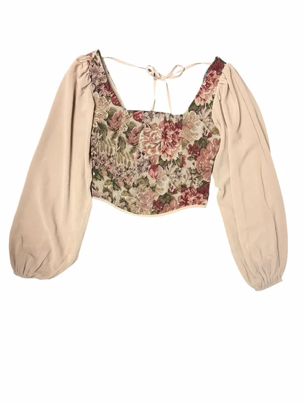 Willow + Root Floral Smocked Tapestry Crop Top NWT XS Cottagecore Fairycore - Image 4