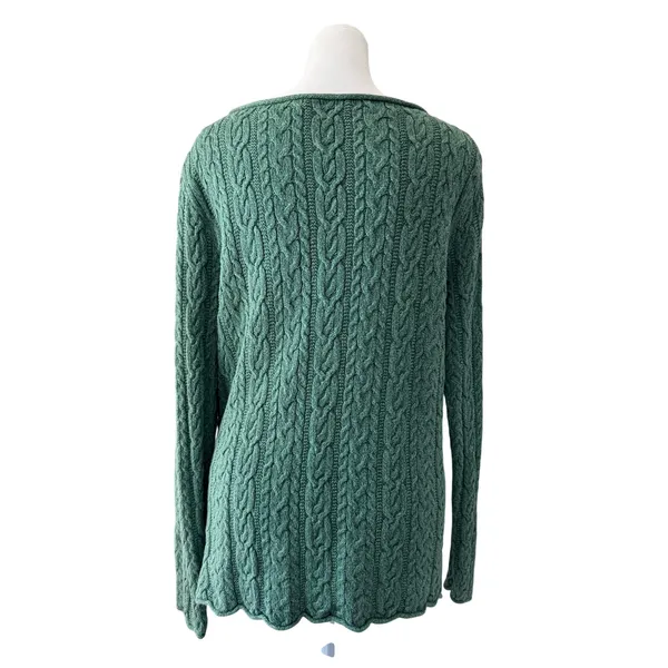 Lauren Ralph Lauren 100% Cotton Green Cable Knit Long Sleeve Pullover Sweater - Image 6