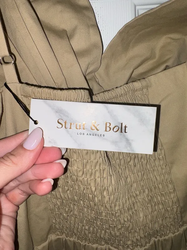 Strut & Bolt Bow Dress Taupe Size Small - Image 5