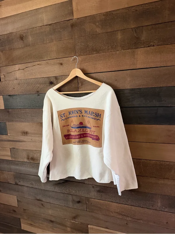 Vintage St. John’s Marsh Canoeing Kayaking Cropped Terry Sweatshirt Michigan - Image 3