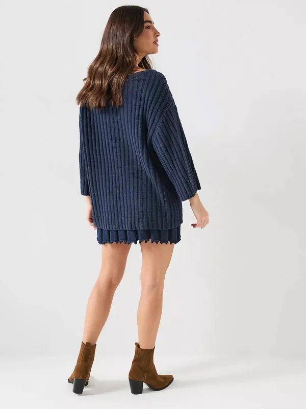 Free People Beach NWT Kenzie Sweater & Skirt Set in Darkest Night Navy S - Image 2