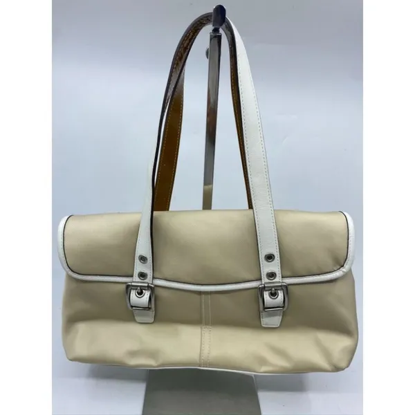 COACH Small Handbag Tan White Shoulder Travel Bag - Image 2