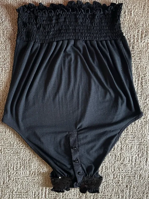 Y2K vintage Black Halter Neck Sequin neck Top Size M - Image 8