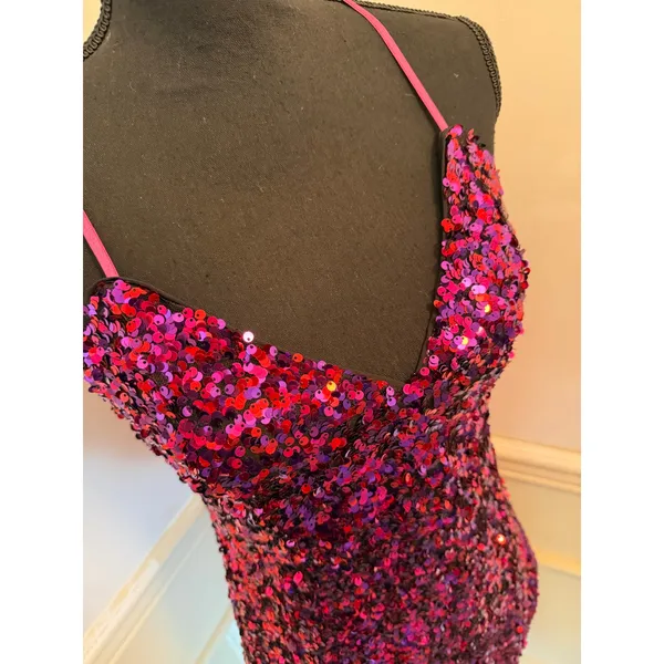 For Love & Lemons Showtime Pink Sequin Open Back Mini Dress Hoco Cocktail - Image 2