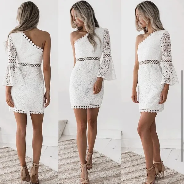 NEW Chiffon Hollow Bell Sleeve White Dress Small S - Image 2