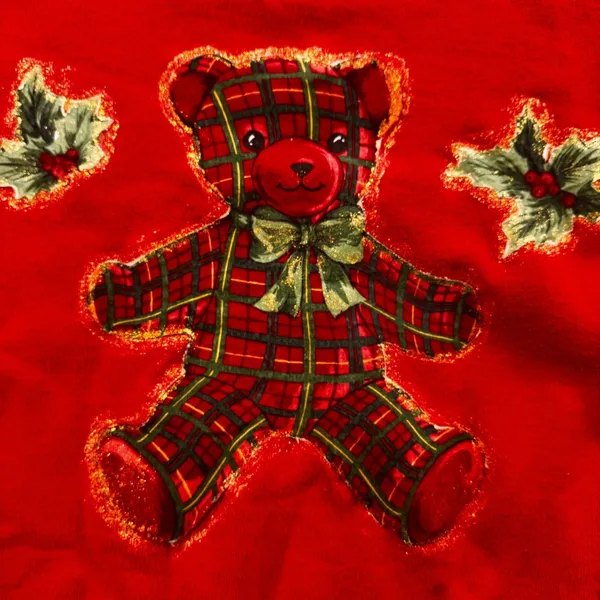 VTG Red Teddy Bear urgly Christmas Sweatshirt XXL Premium Weight holiday‎ unisex - Image 7