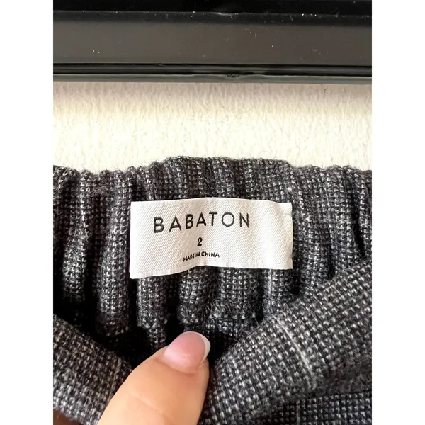 Aritzia Babaton wool cashmere gray plaid checked pants size 2 DRM - Image 3