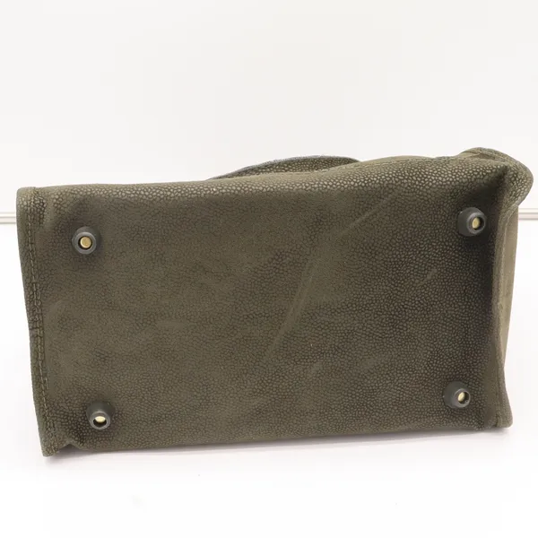 Verdi Satchel Bag Womens OS Olive Green Textured Gold Hardware Strap Good - Image 10