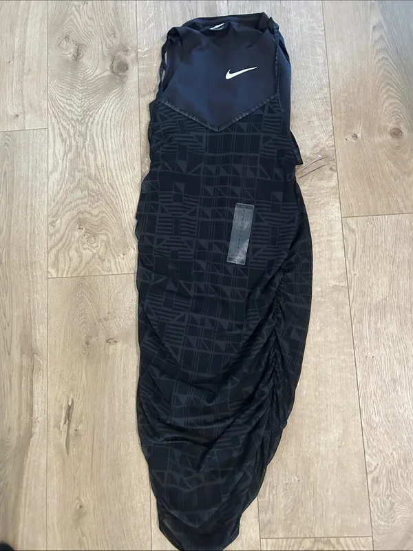 NIKE SPORTSWEAR Two-layer Black Indio Ruched Seam Dress, size Small, NWT - Image 4