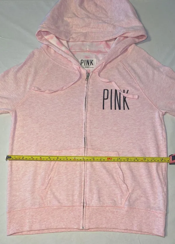 Victoria's Secret PINK Lightweight Light Pink Perfect Zip Hoodie Size Medium EUC - Image 12