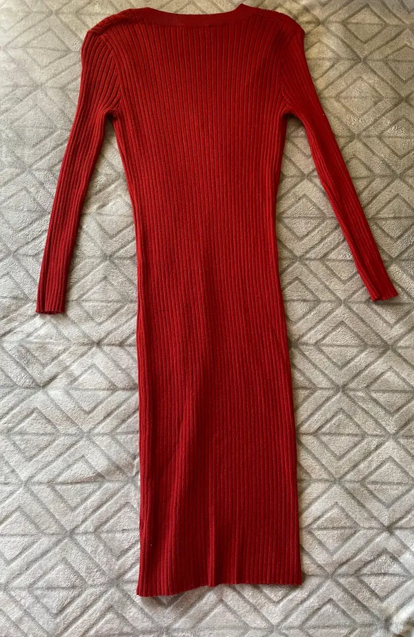 Timing Rust-Colored Ribbed Sweater Dress - Image 2