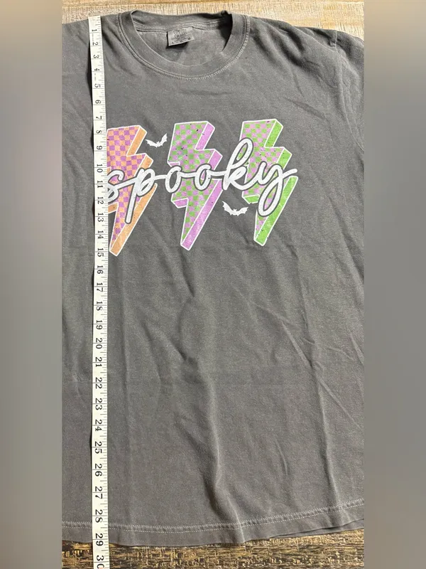 Comfort Colors Pepper Tee with Orange, Purple & Green Lightning Bolts - Image 6
