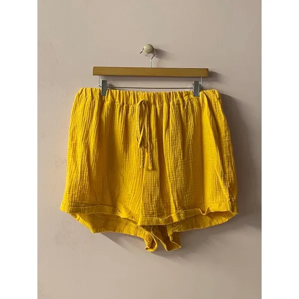 SHEIN Curve Mustard Yellow Gauzy Summer Shorts Size 2XL - Image 9