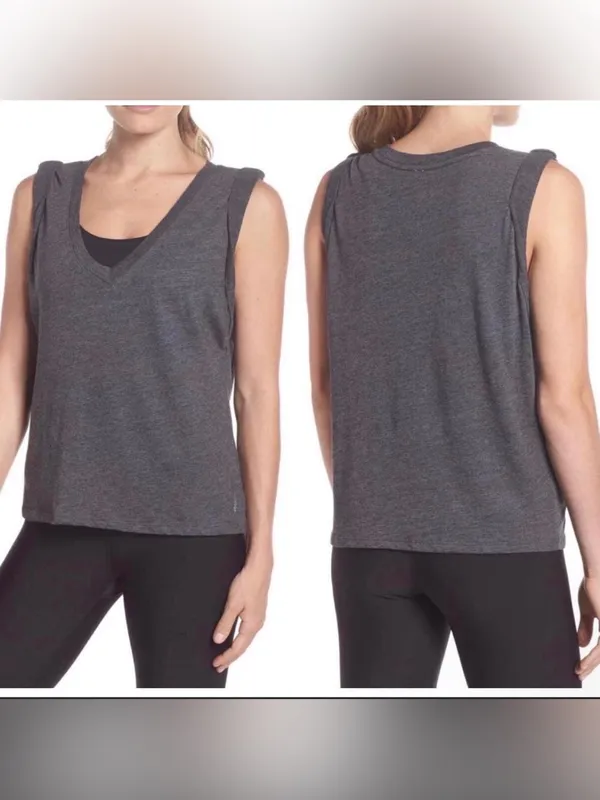 FP Movement by Free People Charcoal Sleeveless V-Neck Tank Top, Size S - Image 2
