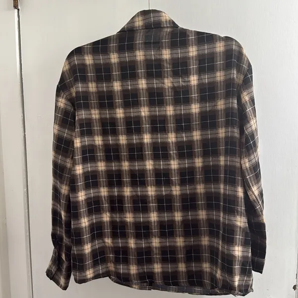 Pretty little thing Plaid Button-Up Shirt brown/black size 8 - Image 2