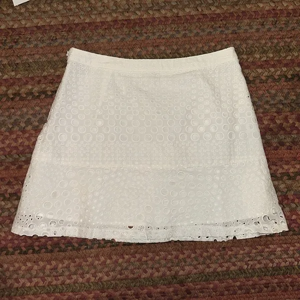 Michael Kors White Eyelet Mini Skirt Dainty Boho Western - Image 4