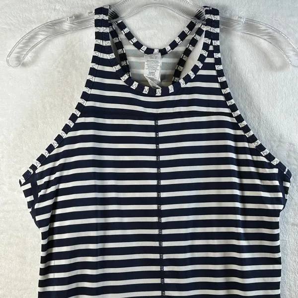 New Balance Women Striped Athletic Tennis Dress Pleated Skirt Navy‎ White Size L - Image 2