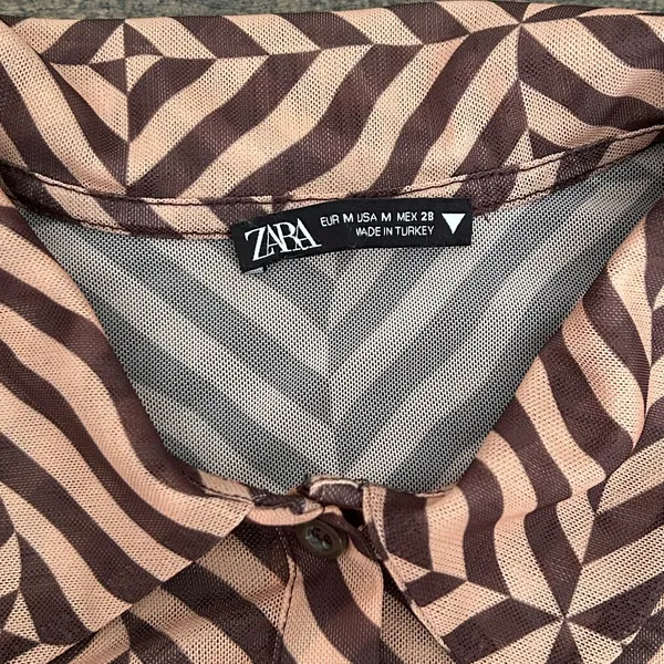 Women’s Zara Brown Patterned Shirt‎ medium - Image 2