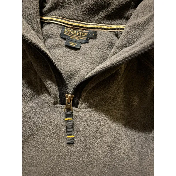 Pendleton‎ Women Fleece Quarter Zip Pullover Sz L Gray Blue Zip Pockets gorpcore - Image 3