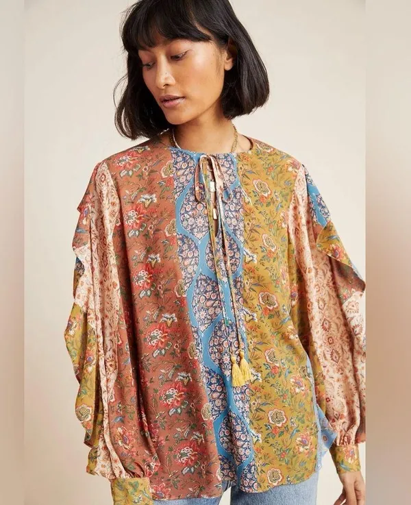 ANTHROPOLOGIE Sachin + Babi IIiana Ruffle Blouse - Image 3