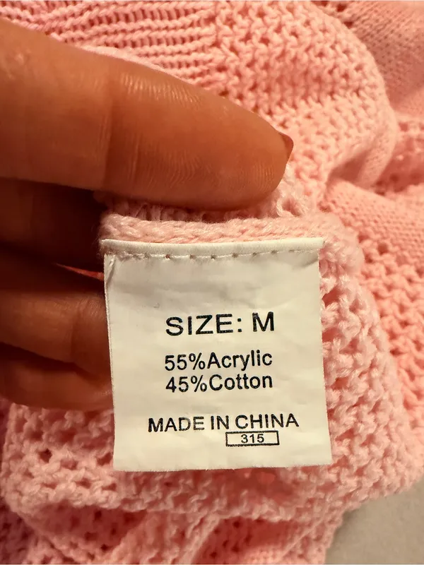 Source Unknown Women’s Pink Floral Open-Knit Sweater - Image 4