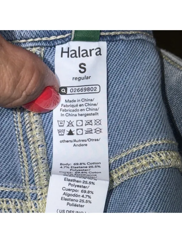 Halara Light Wash High Rise Wide Leg Jeans Size Small - Image 7