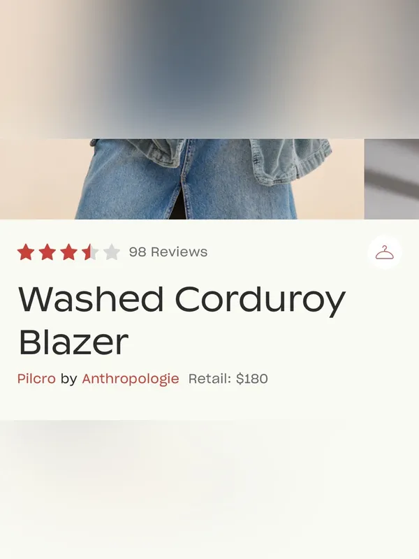 Anthropologie Pilcro Washed Corduroy White Oversized Blazer Coat XS - Image 5
