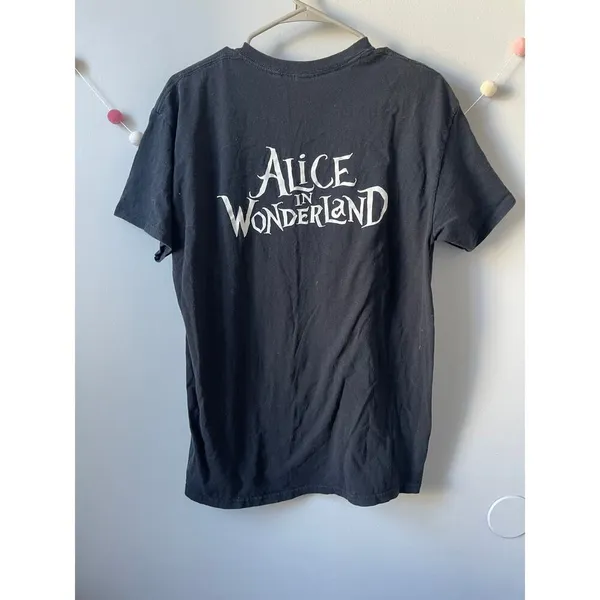 Alice in Wonderland Flowers Black Graphic Tee - Image 4