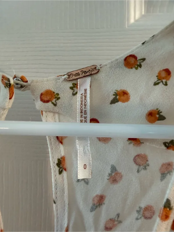 Free People Cream Long Romper with Tiny Orange Floral Print Size 0 - Image 2