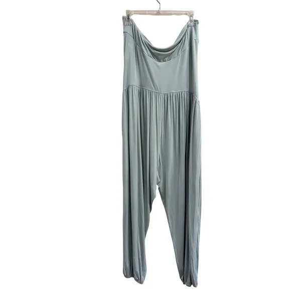 Halara Strapless Harem Jumpsuit Fairest Jade Green Pockets Ribbed Size XL - Image 2