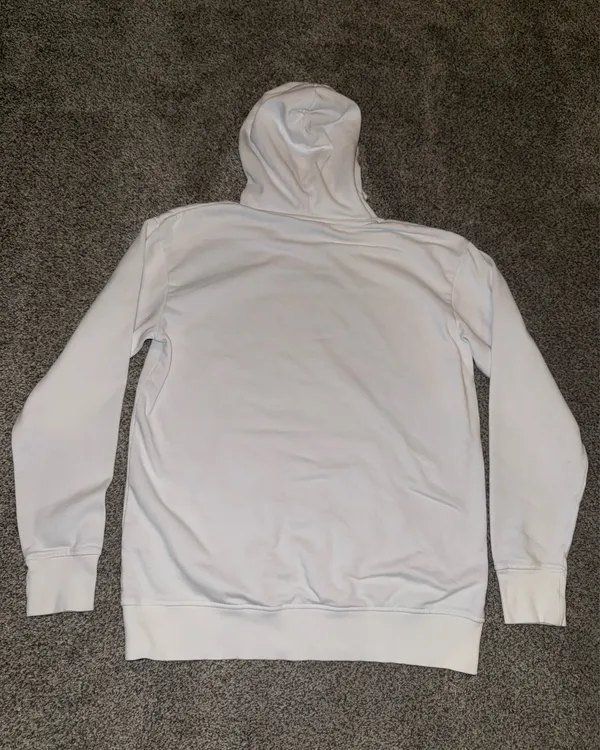 Gymshark Embroidered Logo Pullover Hoodie in White with Multicolored Text - Image 6