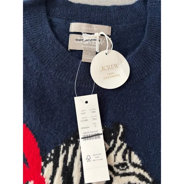 J.Crew Cashmere classic-fit crewneck sweater in zebra intarsia CO586 - Image 6